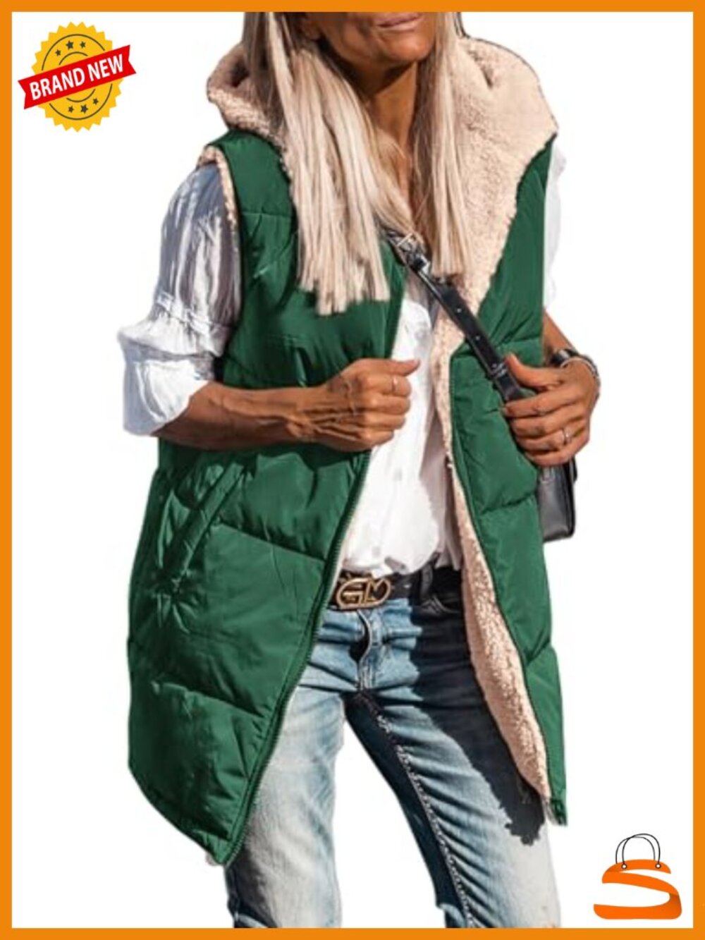 PRETTYGARDEN Reversible Fleece Long Vest Hooded Zip Up Fall Winter Outerwear